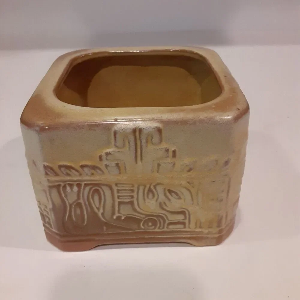 Vintage Frankoma #24G Planter Buckskin Tan Pictograph